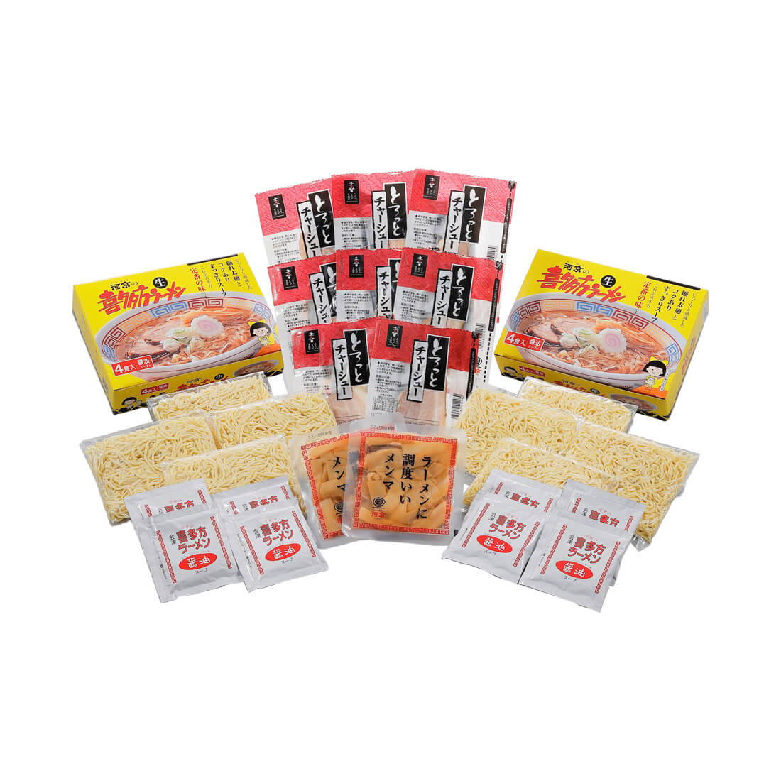 河京喜多方ラーメン8食チャーシュー・メンマセット（短冊のしのみ対応）