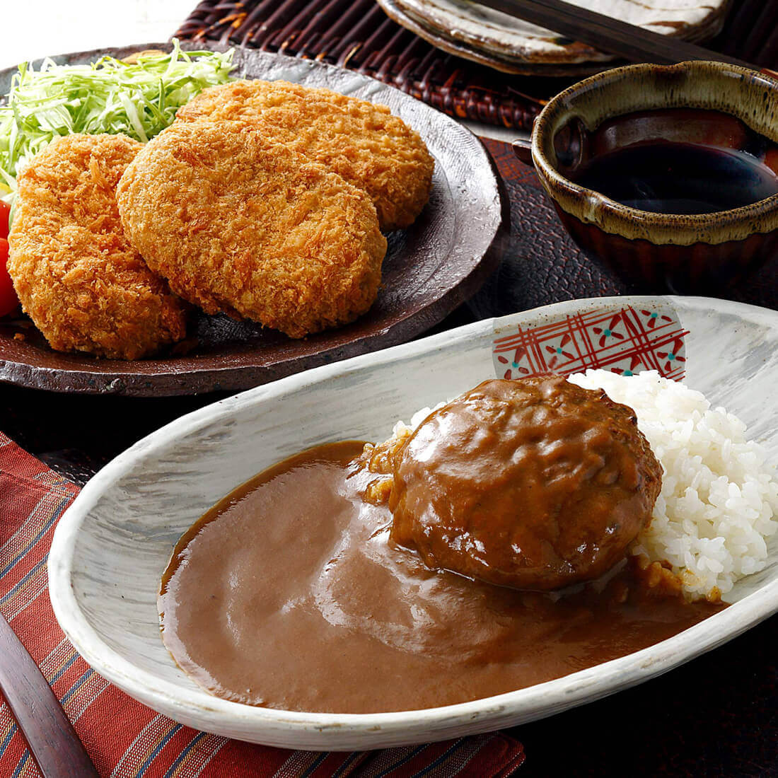 高橋畜産 / 蔵王牛ハンバーグの煮込みカレー・蔵王牛コロッケ詰合せ（山形）（短冊のしのみ対応）