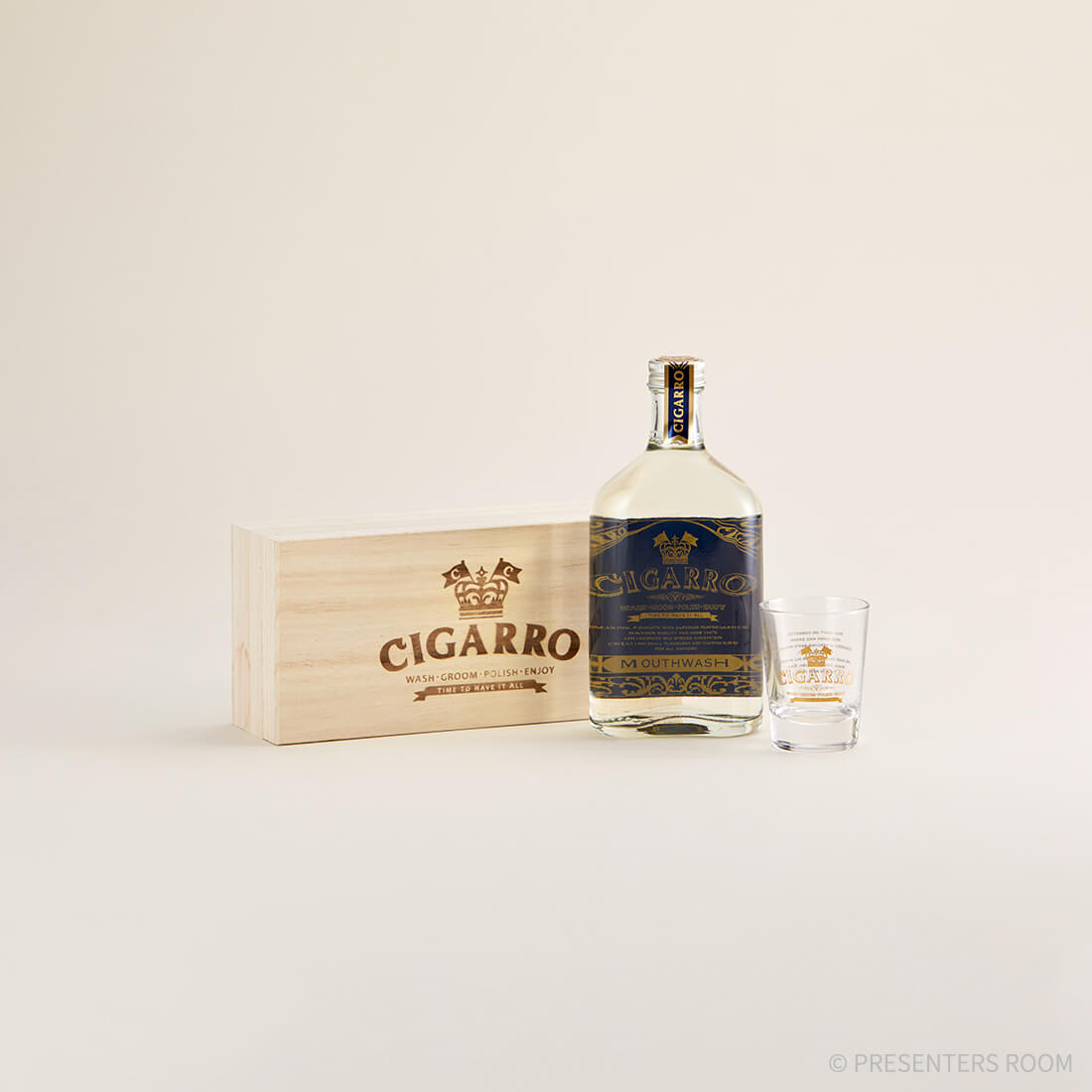 CIGARRO / マウスウォッシュ（口内洗浄料） 200mL　ショットグラス・木箱付