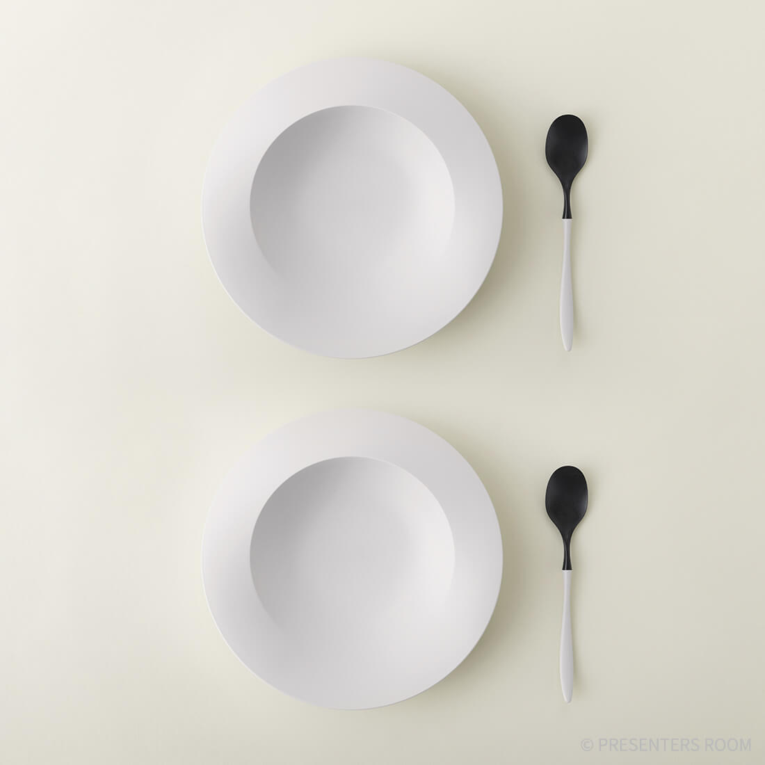 ARAS 【カレーセット】深皿スクープ ホワイト×2 カレースプーン×2の