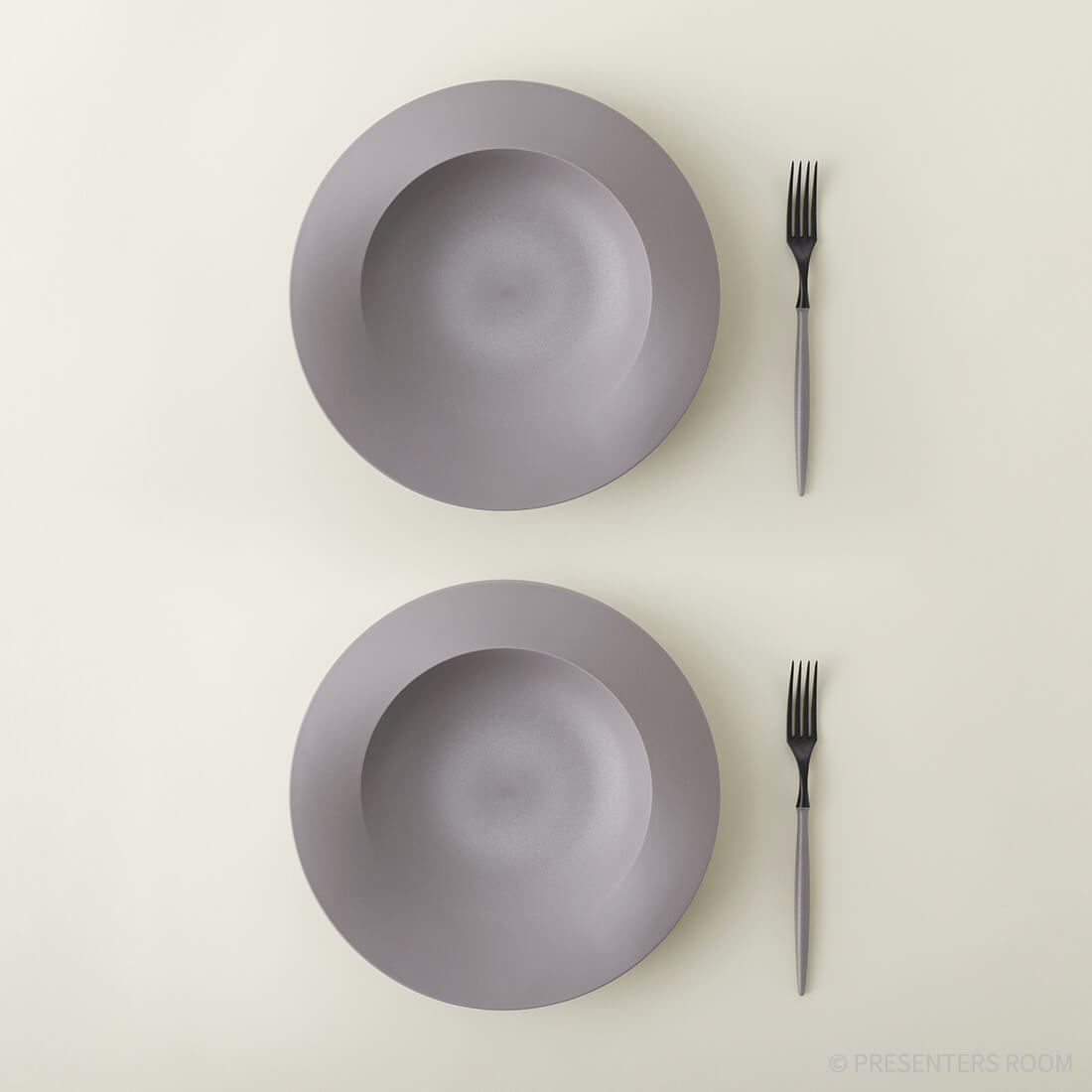 ARAS 【パスタセット】深皿スクープ ピンクグレー×2 フォーク×2の