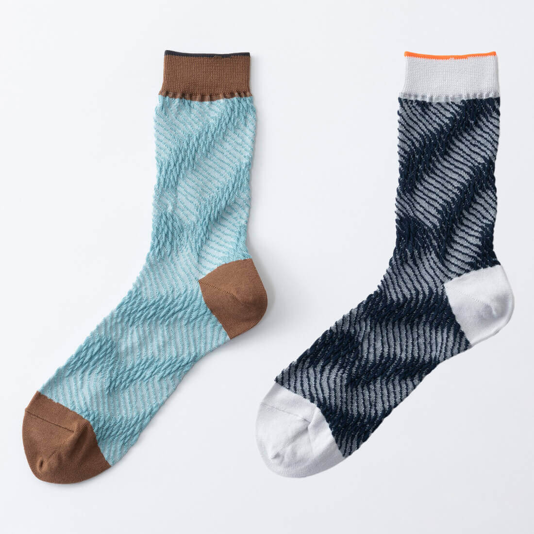 TRICOTE（トリコテ）ギフトボックス付BUMPYBLURSTRIPESOCKS【ネイビー＋ミント】