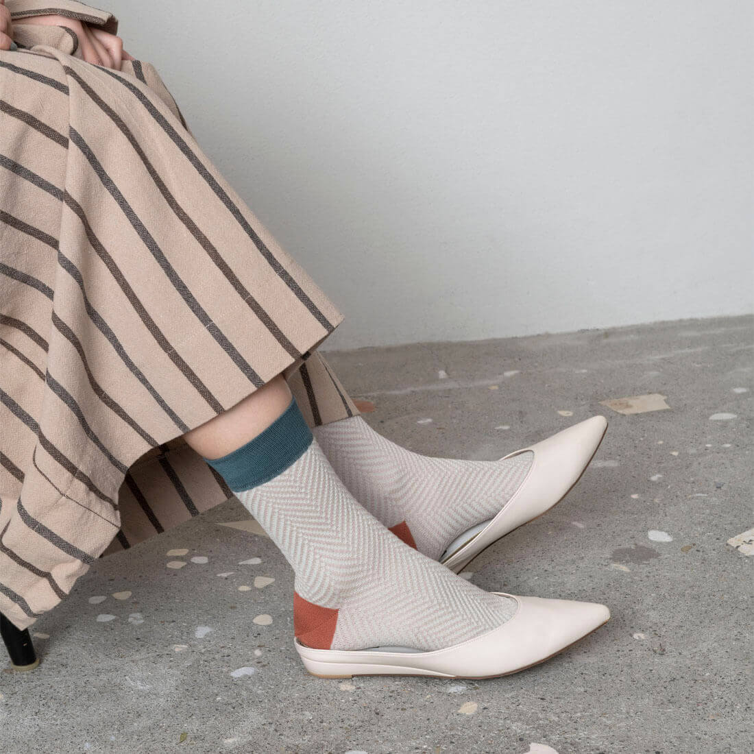 TRICOTE（トリコテ）ギフトボックス付HERRINGBONEBUMPYSOCKS【ベージュ】