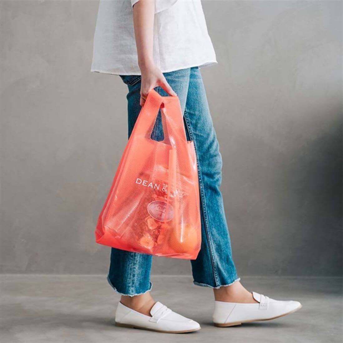DEAN & DELUCA ショッピングバッグEVA コーラルオレンジ