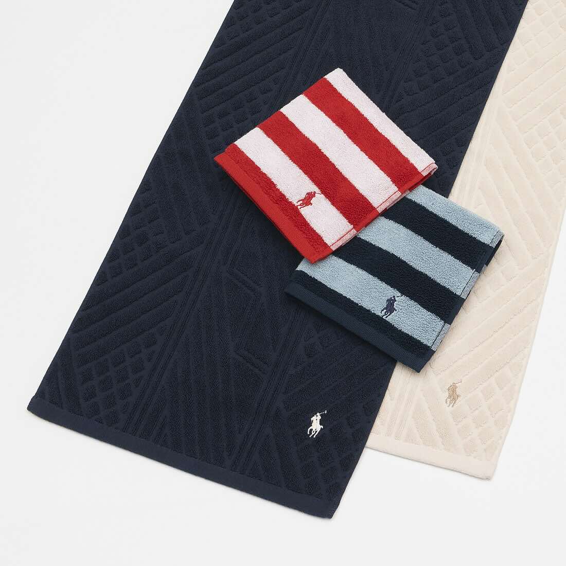 POLO RALPH LAUREN HOME PAXTON ウォッシュタオルギフトセット（ボーダー・オートミール）