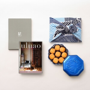 ＜風呂敷包み＞ uluao(ウルアオ) カタログギフト ＜Harriette(ハリエット)＞+資生堂パーラー 花椿ビスケットセット