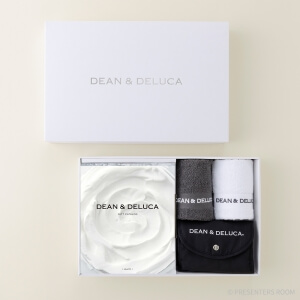 DEAN & DELUCA ギフトカタログ(ブックタイプ) ＜WHITE-BC(ホワイト-BC)＞+ハンドタオル・ショッピングバッグ（ブラック）セット