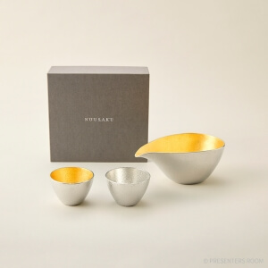 能作 / 片口 - 大 - 金箔・ぐい呑 錫・金箔セット