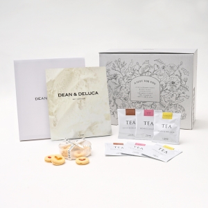 DEAN & DELUCA 引出物宅配便セット（ハートジャムサンドクッキー & ティーセレクション ハーバル & フレーバー）※メインのカタログギフトはDEAN & DELUCAカタログのお好きなコースをお選びください。【10セット以上でご注文ください】