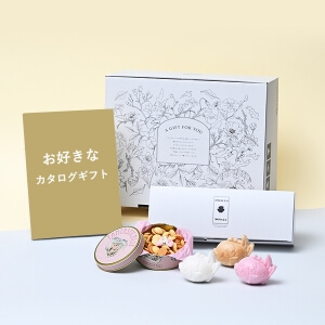 引出物宅配便セット（エンジェルローズ缶＆味噌汁）※メインのカタログギフトはお好きなものをお選びください。