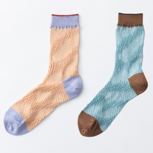 TRICOTE / ギフトボックス付  BUMPY BLUR STRIPE SOCKS【ミント＋オレンジ】