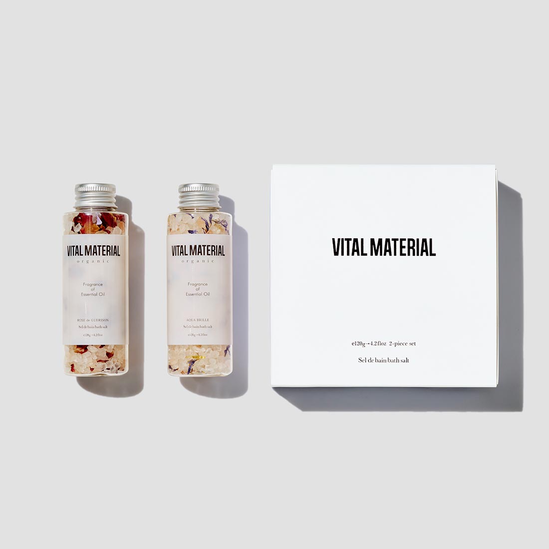 VITAL MATERIAL アロマハーブバスソルト デュオセット（ヒーリングローズ・アクアシャイン）