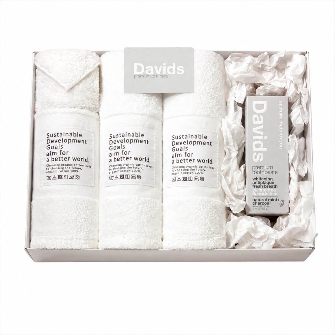 Davids ホワイトニングトゥースペースト《チャコール》セット（フェイスタオル×3・ハーフハンカチ）のギフト通販