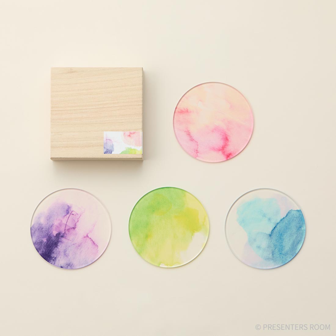 toumei / あわいろ coaster 木箱入り4枚セット