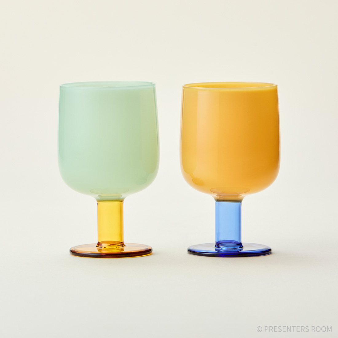 amabro / TWO TONE WINE GLASS ペア(Green×Amber / Yellow×Blue)