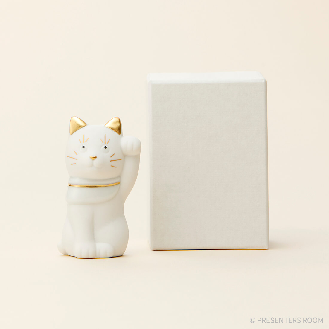 上出長右衛門窯 / 二寸ちょうえもん招猫 左手 金白のギフト通販