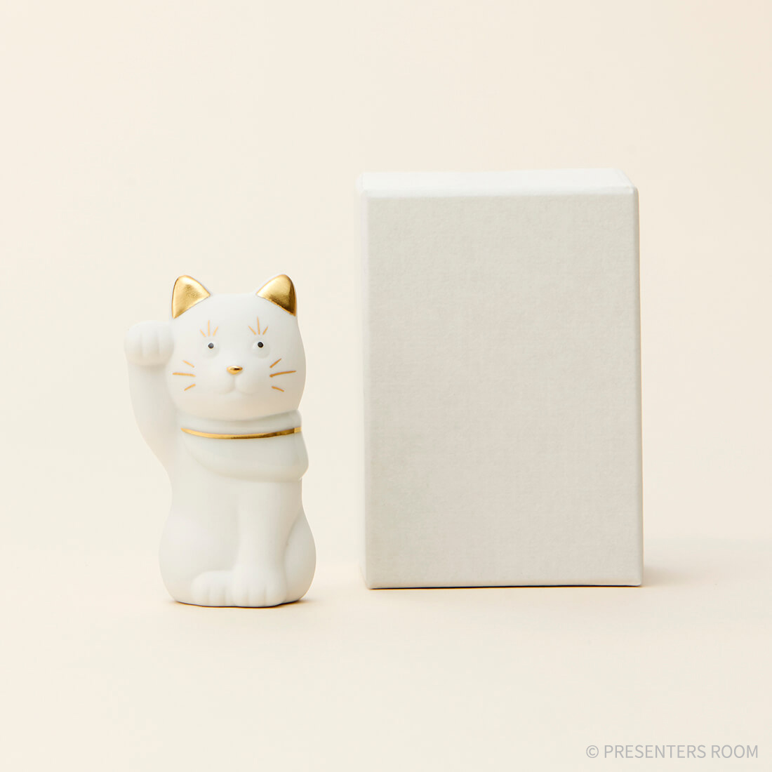 上出長右衛門窯 / 二寸ちょうえもん招猫 左手 金白のギフト通販