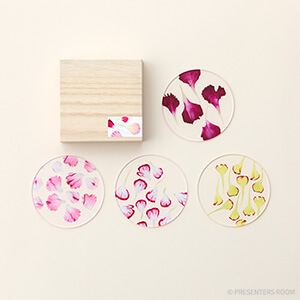 【ポイント2倍】toumei / カーネーションcoaster(コースター)　木箱入り４枚セット