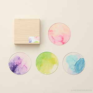 toumei / あわいろ coaster 木箱入り4枚セット
