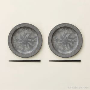 ARAS / 【和食セット】ヒートコレクション丸皿 大（グレー）×2 箸×2