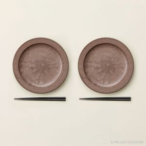 ARAS / 【和食セット】ヒートコレクション丸皿 大（レッドブラウン）×2 箸×2