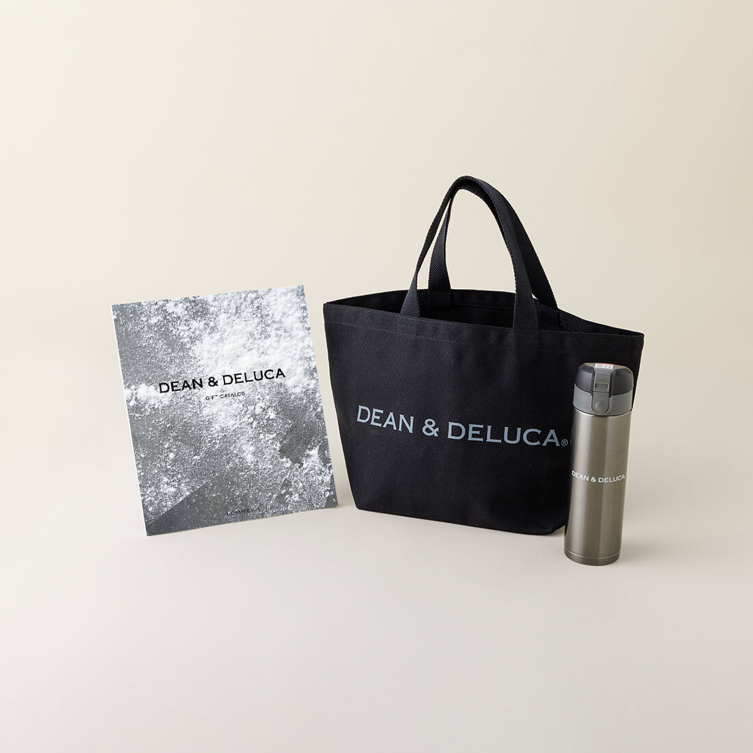 DEAN & DELUCA ギフトカタログ(ブックタイプ)＜CHARCOAL-BC(チャコール-BC)＞+トートバッグ（ブラック）・マグボトルセット
