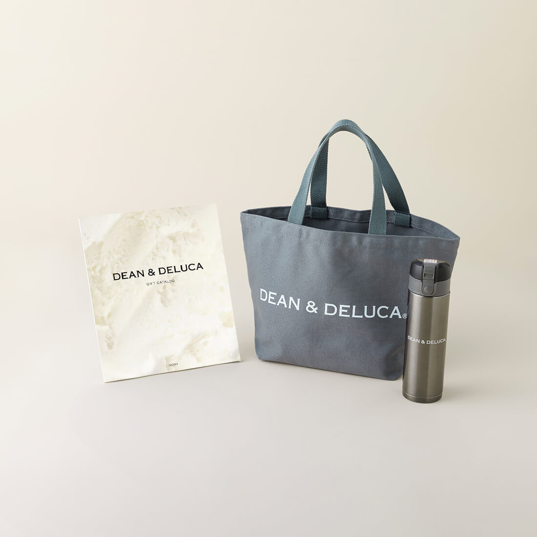 DEAN & DELUCA ギフトカタログ(ブックタイプ)＜IVORY-BC(アイボリー-BC)＞+トートバッグ（グレー）・マグボトルセット