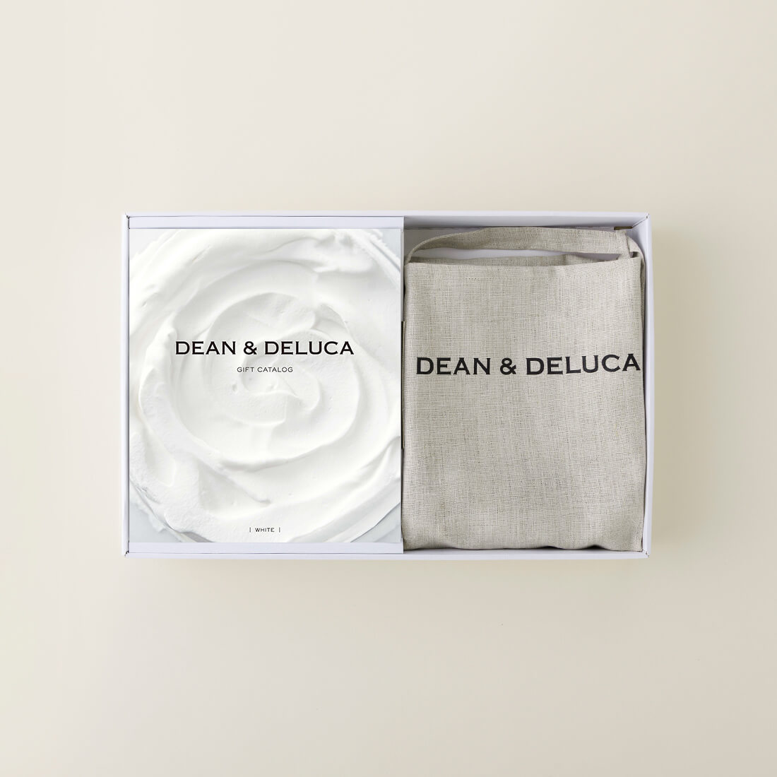 DEAN & DELUCA ギフトカタログ(ブックタイプ)＜WHITE-BC(ホワイト-BC)＞+エプロンセット(ナチュラル)
