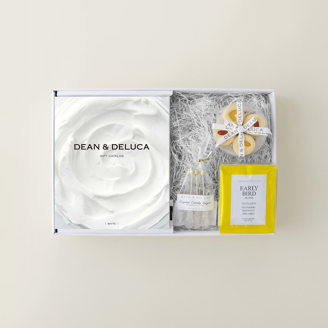 DEAN&DELUCAギフトカタログ(ブックタイプ)＜WHITE-BC(ホワイト-BC)＞+ハートジャムサンドクッキー＆コーヒーセットE