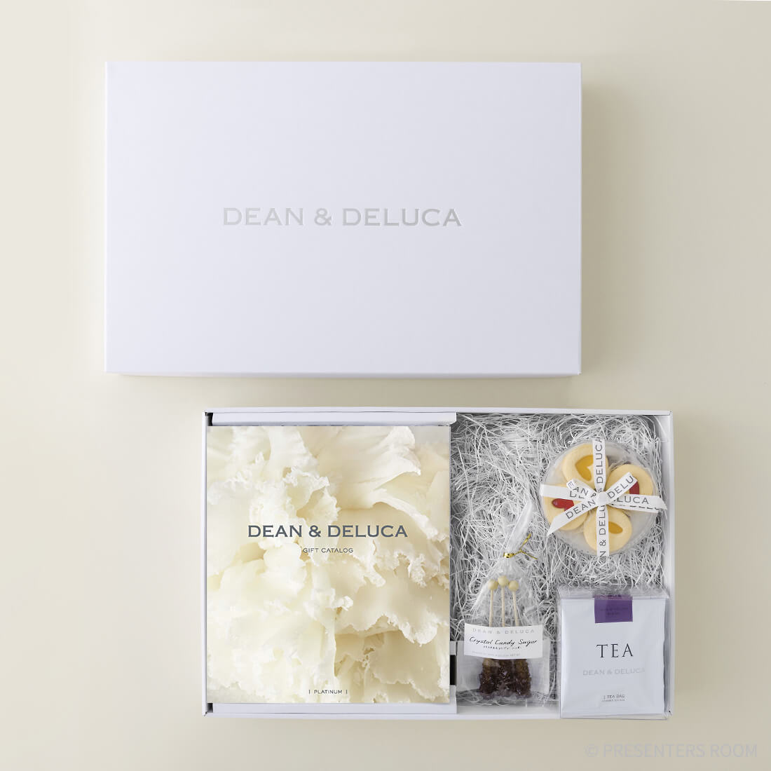 DEAN&DELUCAギフトカタログ(ブックタイプ)＜PLATINUM-BC(プラチナ-BC)＞+ハートジャムサンドクッキー＆ティーセットC