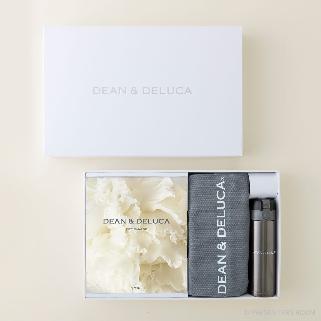 DEAN & DELUCA ギフトカタログ(ブックタイプ)＜PLATINUM-BC(プラチナ-BC)＞+トートバッグ（グレー）・マグボトルセット