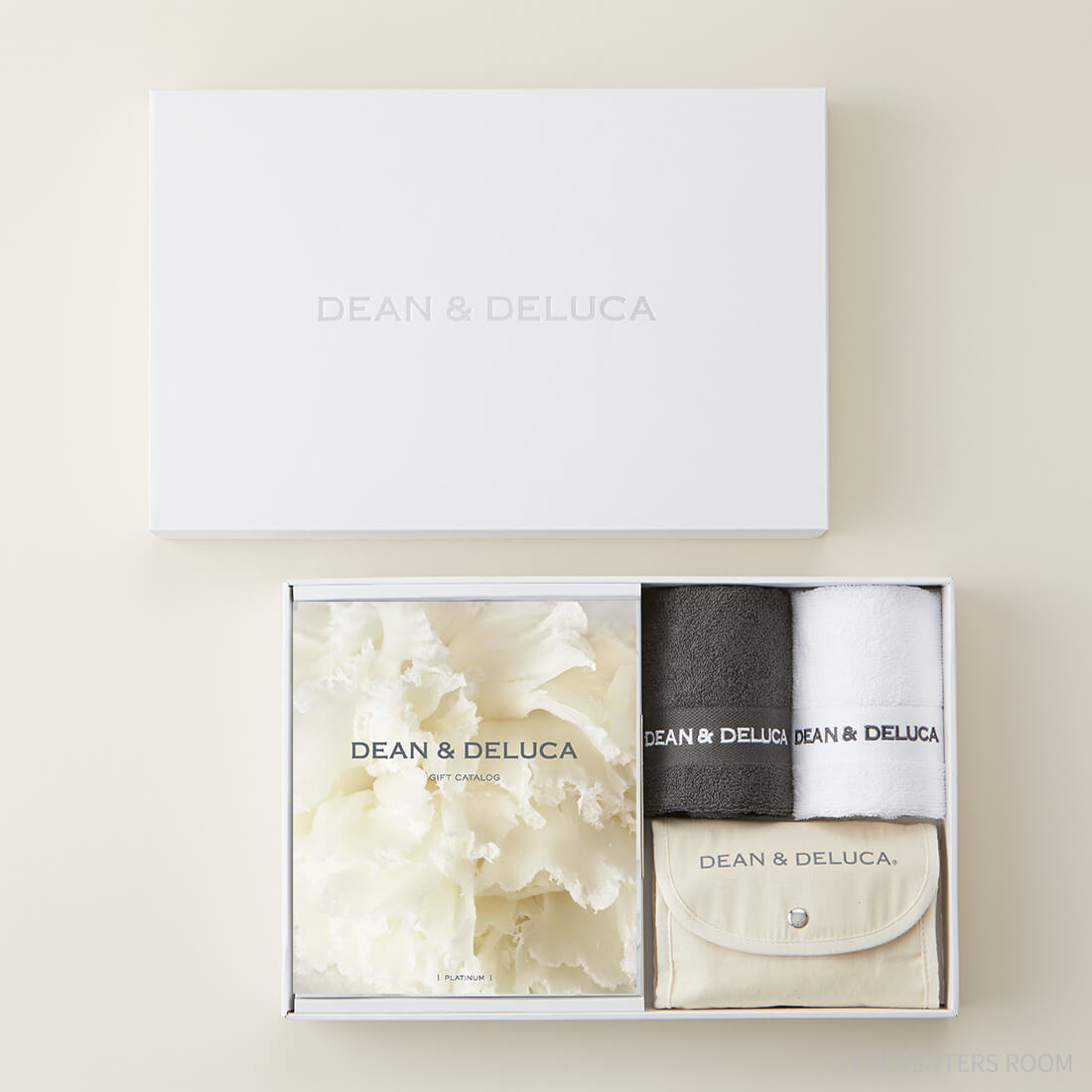 DEAN & DELUCA ギフトカタログ(ブックタイプ) ＜PLATINUM-BC(プラチナ-BC)＞+ハンドタオル・ショッピングバッグ（ナチュラル）セット