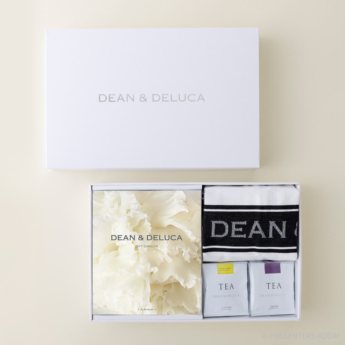 DEAN & DELUCA ギフトカタログ(ブックタイプ) ＜PLATINUM-BC(プラチナ-BC)＞+ハンドタオル・ショッピングバッグ（ブラック）セット