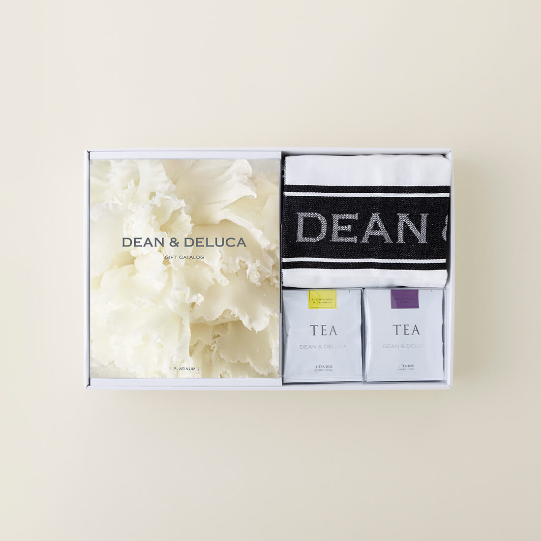 DEAN & DELUCA ギフトカタログ(ブックタイプ) ＜PLATINUM-BC(プラチナ-BC)＞+ハンドタオル・ショッピングバッグ（ブラック）セット