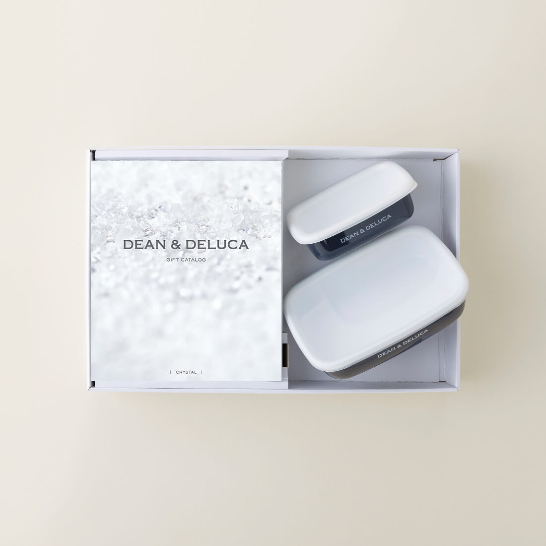 DEAN & DELUCA ギフトカタログ(ブックタイプ)＜CRYSTAL-BC(クリスタル-BC)＞+ホーローコンテナー(チャコールグレー)S・Mセット