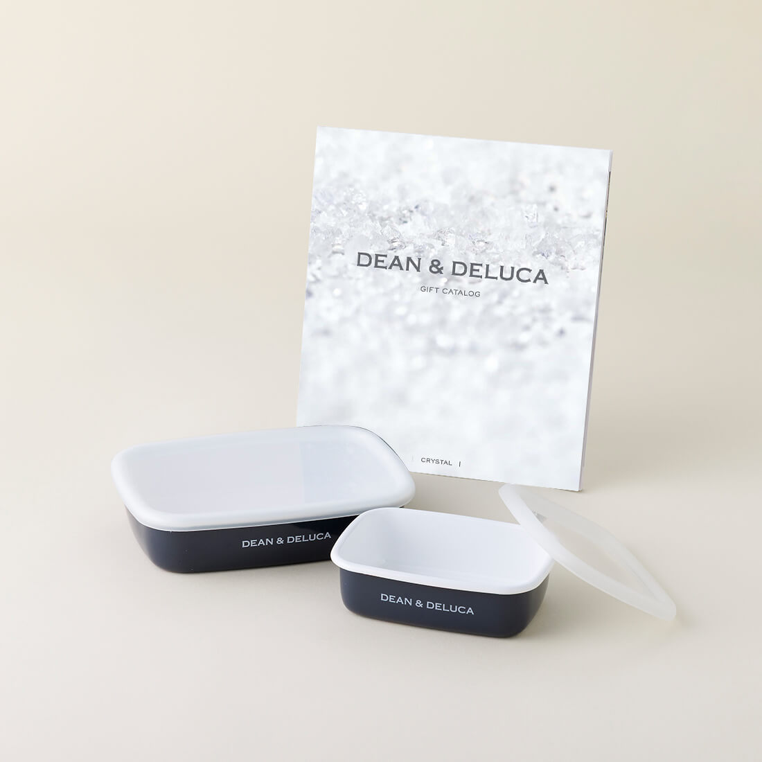 DEAN & DELUCA ギフトカタログ(ブックタイプ)＜CRYSTAL-BC(クリスタル-BC)＞+ホーローコンテナー(チャコールグレー)S・Mセット