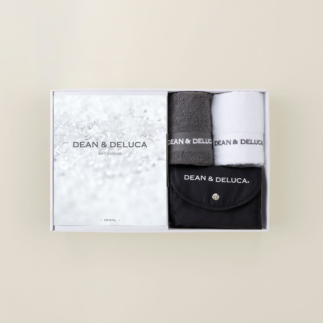 DEAN & DELUCA ギフトカタログ(ブックタイプ)＜CRYSTAL-BC(クリスタル-BC)＞+ハンドタオル・ショッピングバッグ（ブラック）セット