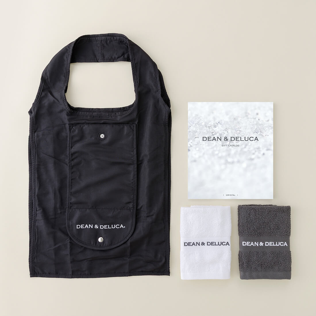 DEAN & DELUCA ギフトカタログ(ブックタイプ)＜CRYSTAL-BC(クリスタル-BC)＞+ハンドタオル・ショッピングバッグ（ブラック）セット