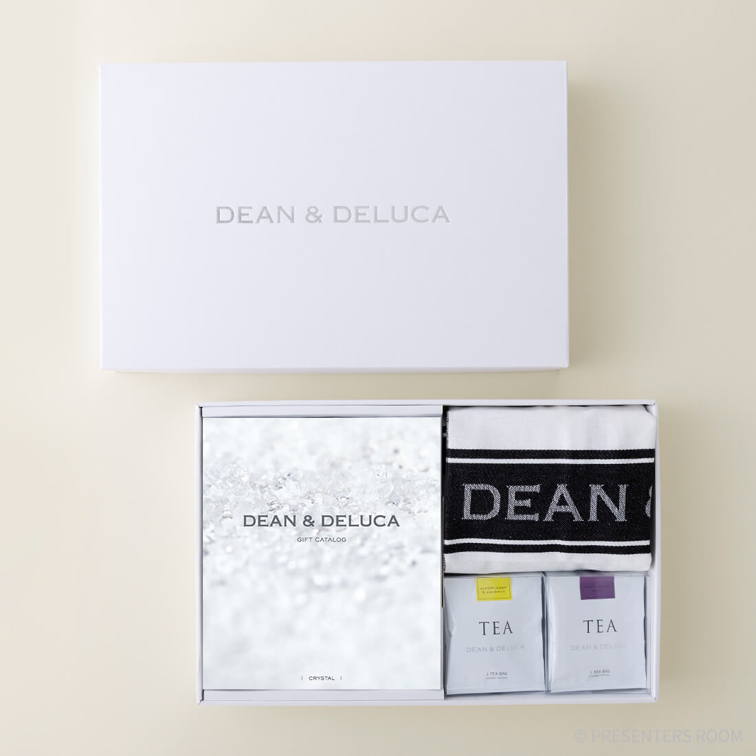 DEAN & DELUCA ギフトカタログ(ブックタイプ) ＜CRYSTAL-BC(クリスタル-BC)＞+ティータオル（ブラック）・ティーセレクションセット