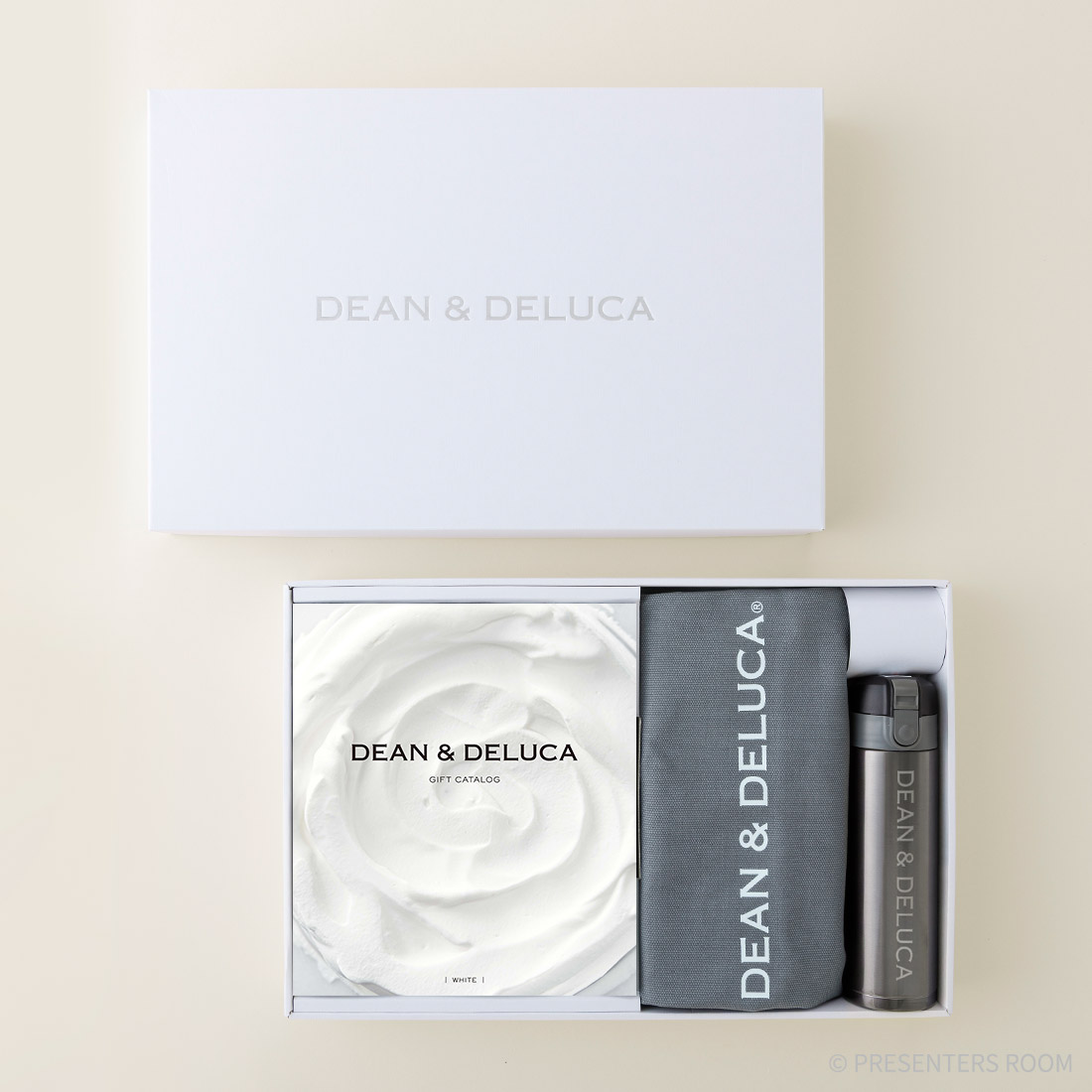 DEAN & DELUCA ギフトカタログ(ブックタイプ)＜WHITE-BC(ホワイト-BC)＞+トートバッグ（グレー）・マグボトルセット