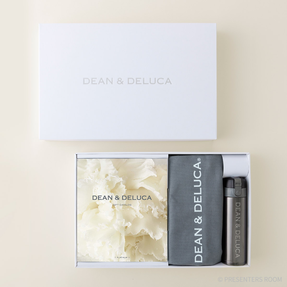 DEAN & DELUCA ギフトカタログ(ブックタイプ)＜PLATINUM-BC(プラチナ-BC)＞+トートバッグ（グレー）・マグボトルセット