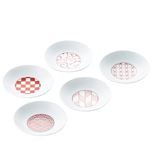 永峰 波佐見焼 小皿五枚セット(赤) のギフト通販 - 贈り物、ギフトの