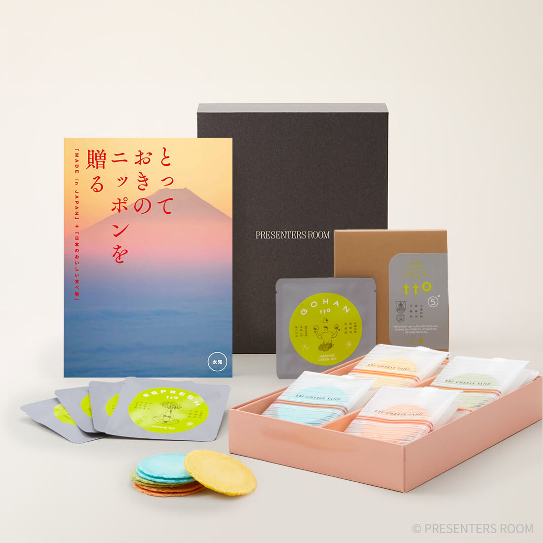 とっておきのニッポンを贈る ＜永知(えいち)＞+志ま秀 / クアトロえびチーズ 16袋入・t to 5 (5種ｾｯﾄ)