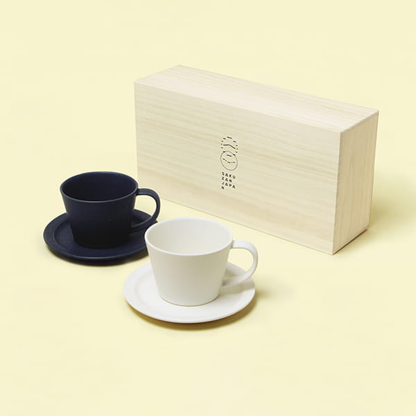 作山窯 Sara Unof コーヒーカップペア&オーバルプレート M ペアの