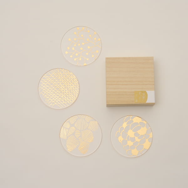 toumei（トウメイ） / 箔coaster 木箱入り4枚セット は