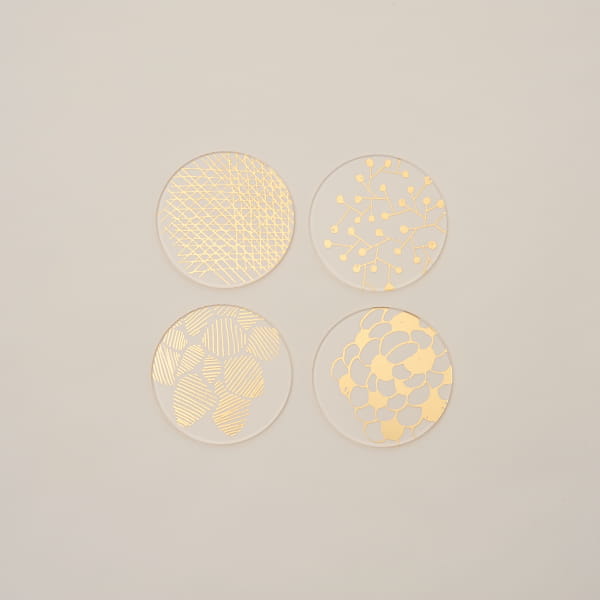 toumei / 箔coaster 木箱入り4枚セット は