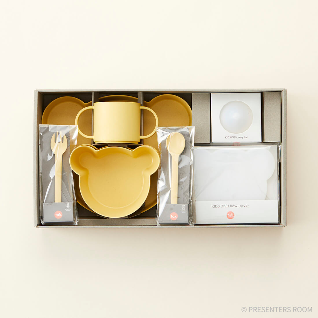 tak / ビオ キッズディッシュ ギフトボックス カトラリー ベア ビッグ（イエロー）
