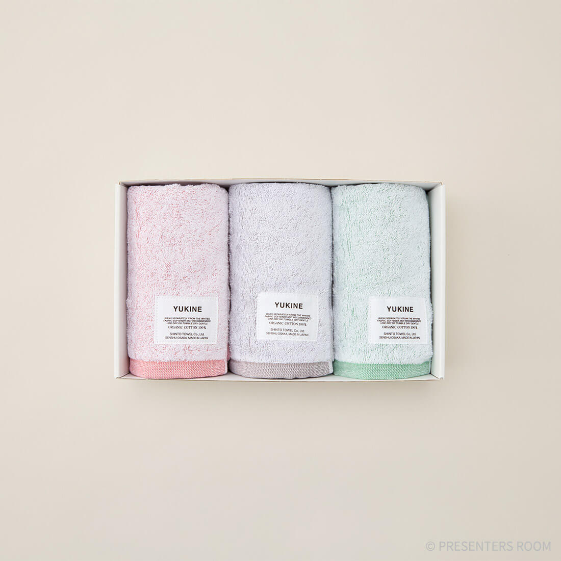 YUKINE / フェイスタオル3枚セット(aka×midori×hai)