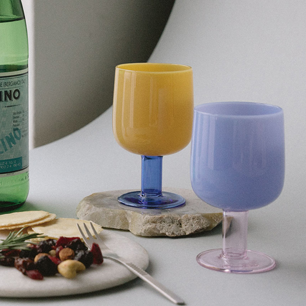 amabro / TWO TONE WINE GLASS ペア(Yellow×Blue / Blue×Pink)