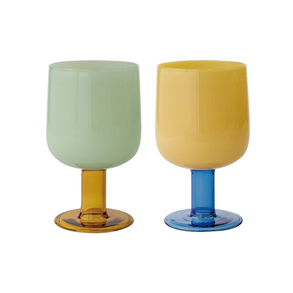 amabro TWO TONE WINE GLASS ペア(Green×Amber/Yellow×Blue)のギフト